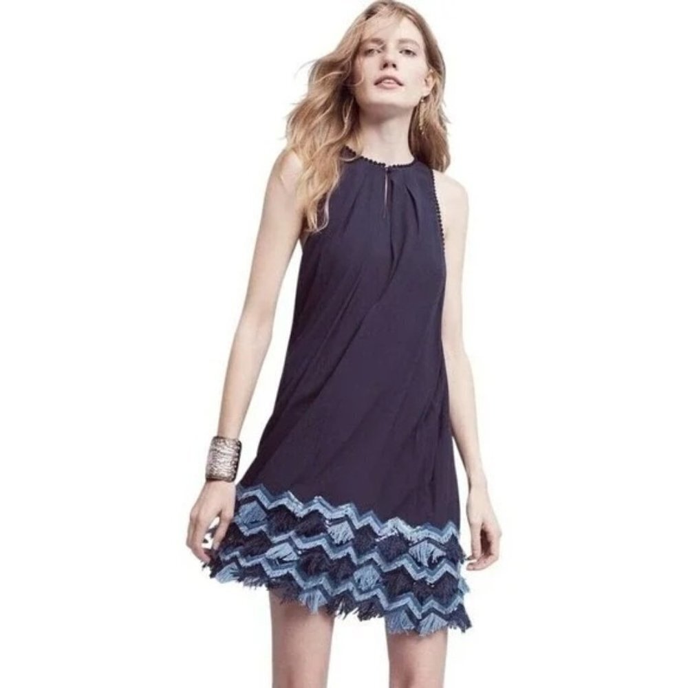 Anthropologie Maeve Navy Blue Festivity Swing Dress